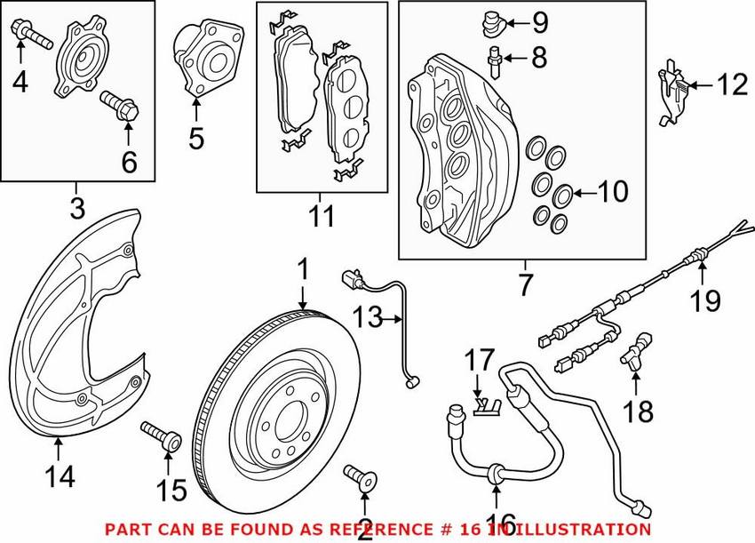 Audi Brake Hose - Front Driver Side (637mm) 8W0611707G